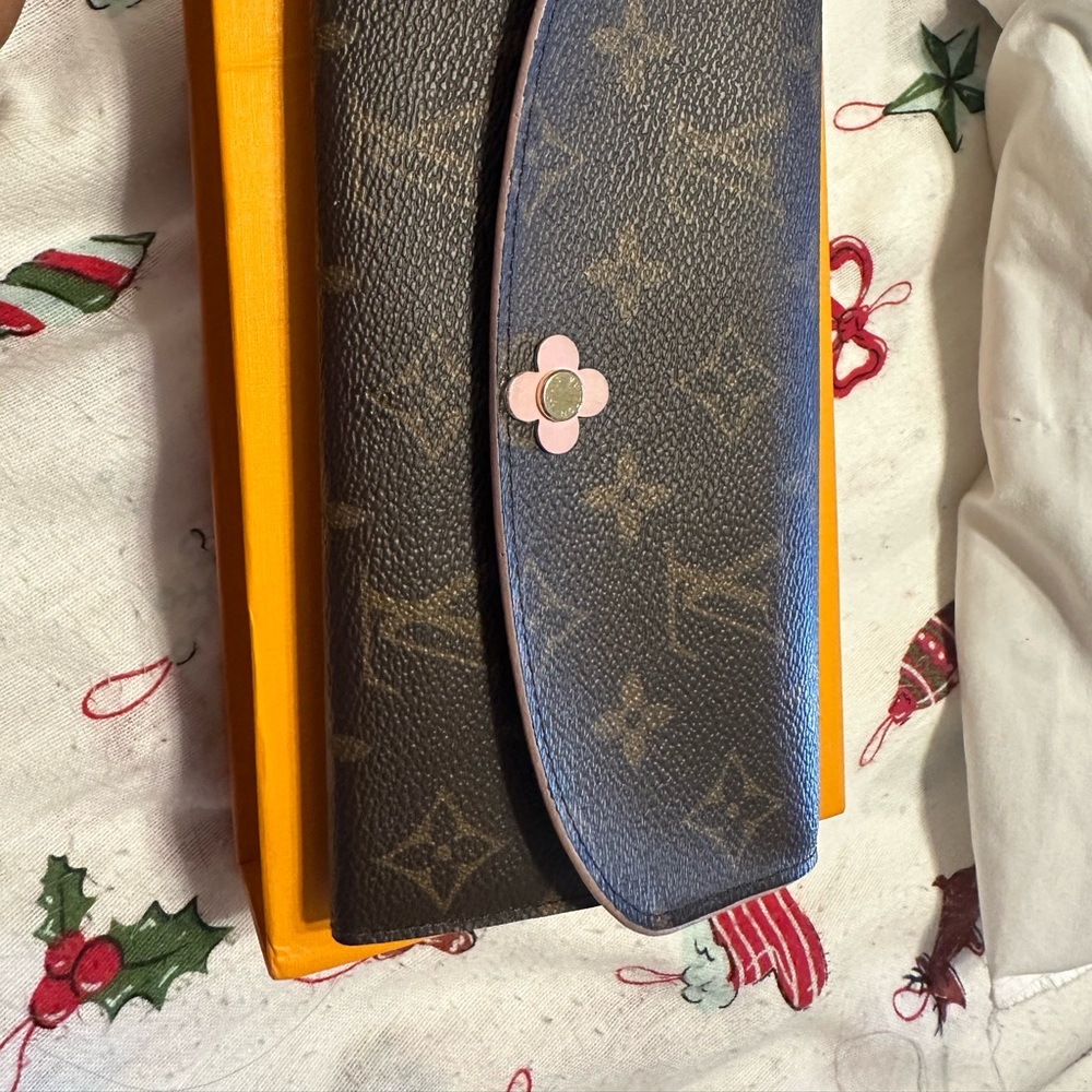 Louis Vuitton Long Wallet Portefeuille Emilie Brown Monogram with Pink Accents
